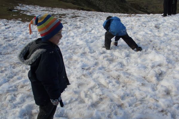 Playing in the snow.