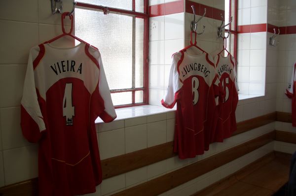 In the Arsenal dressing room.