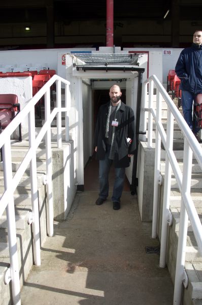 Coming out of the player's tunnel.