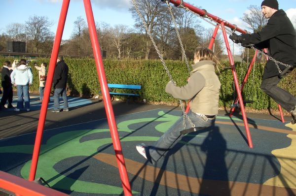 Catherine and I take a turn to swing.